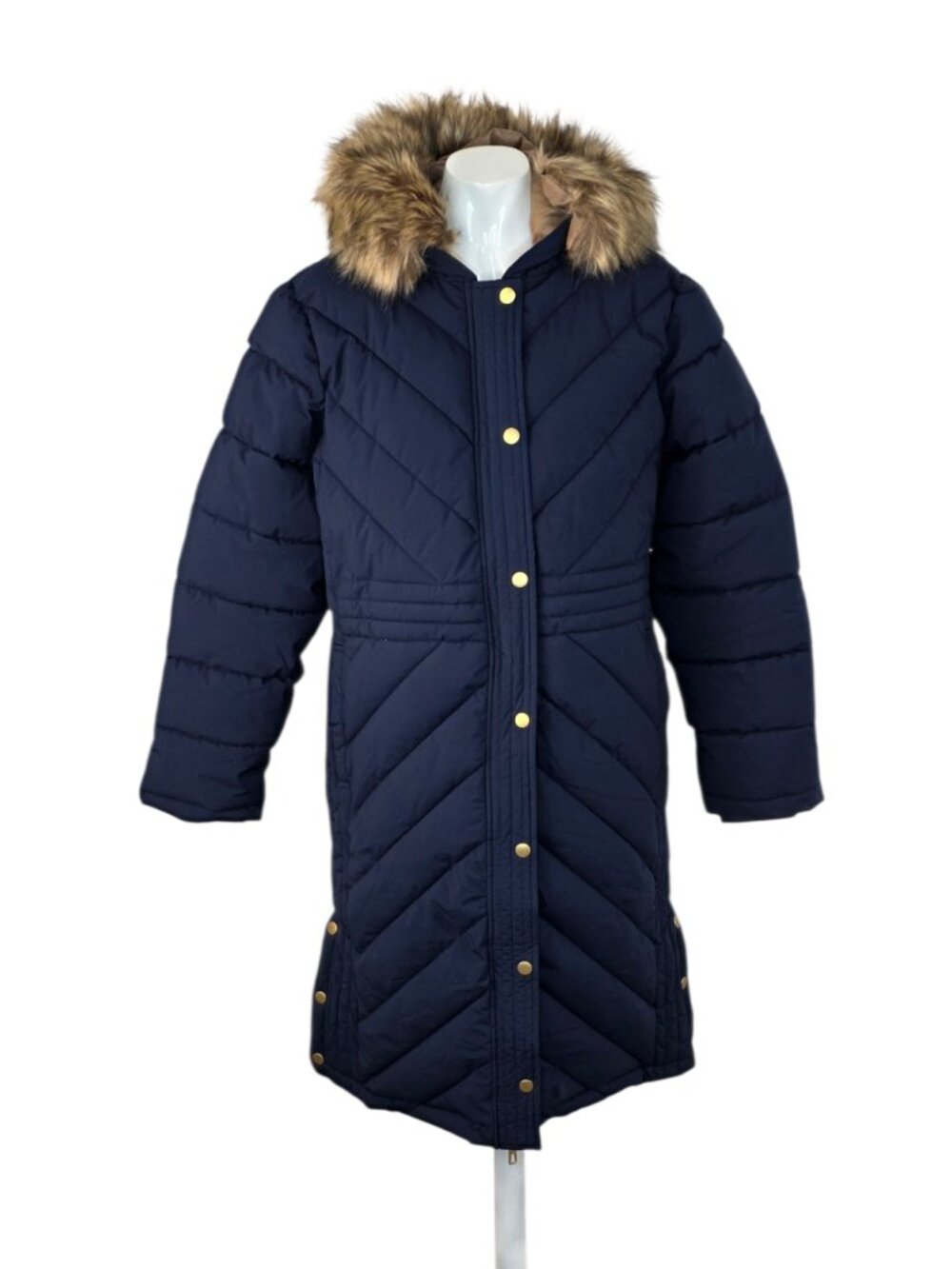 Maurices Womens Long Puffer Quilted Parka Winter Jacket, Navy Blue, Size M